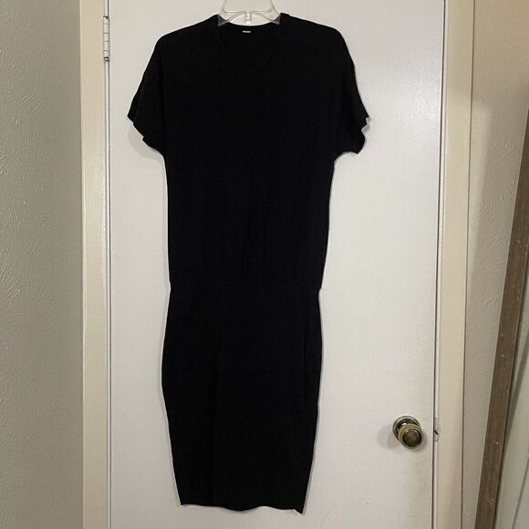 MONROW black short sleeve mini round neck cotton tshirt dress size small - Picture 1 of 6